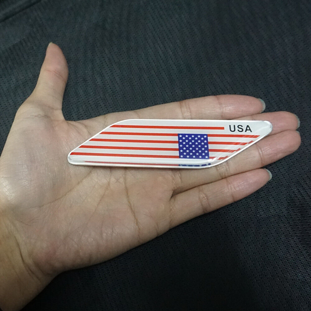 Pair USA Flag Plastic Badge Decal Sticker Emblem Engine 3D America United States