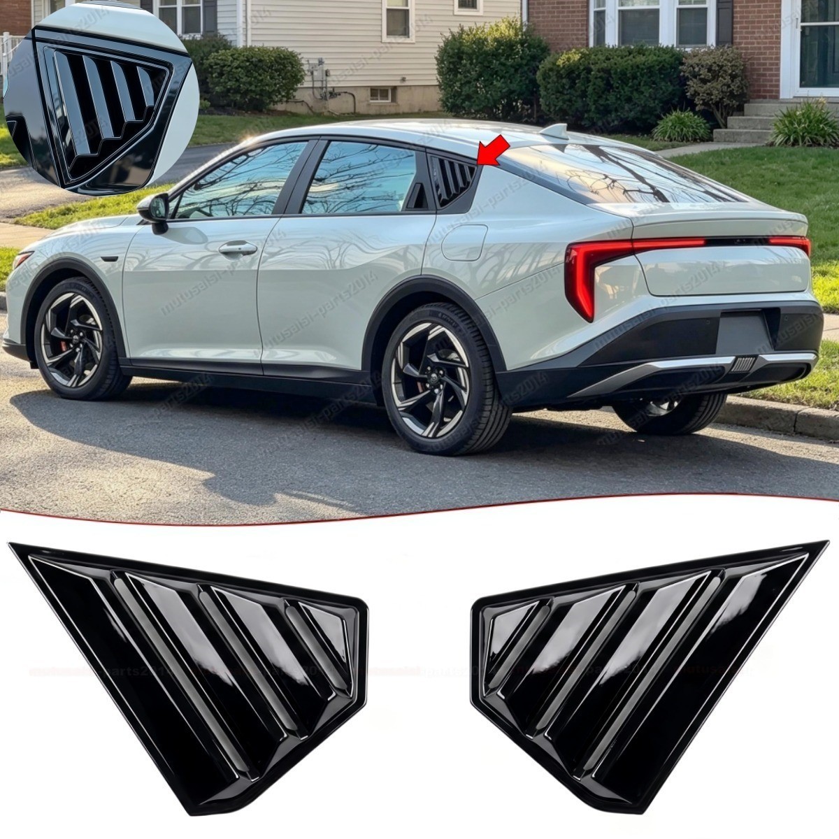 Gloss Black Rear Window Louver Fit For KIA K4 Sedan 2025 2026 Side Louver Blinds