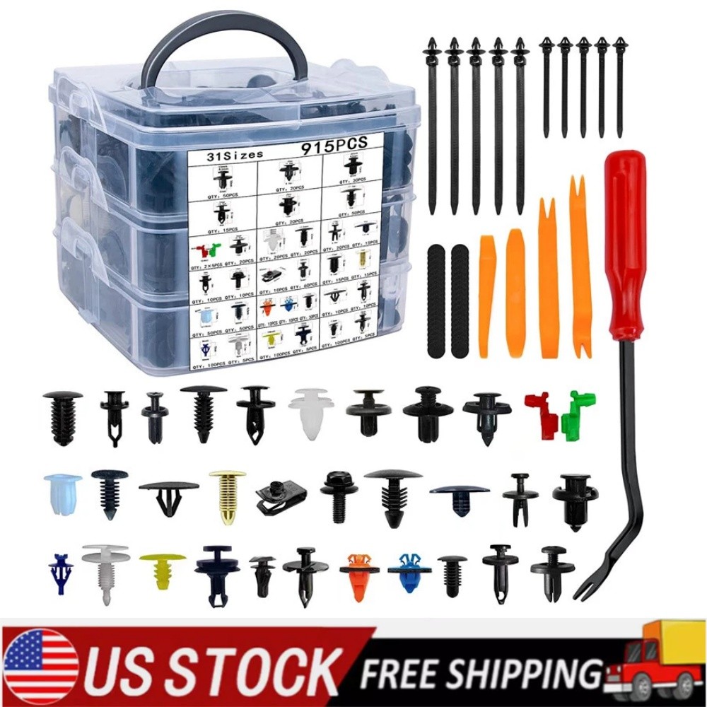 970PCS Car Body Push Pin Rivet Retainer Panel Fastener Clip Moulding Assortment