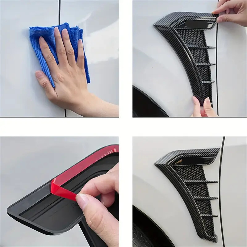 2x Black Sport Soft Racing Side Fender Vents Air Wing Cover Trim Car Accessories
