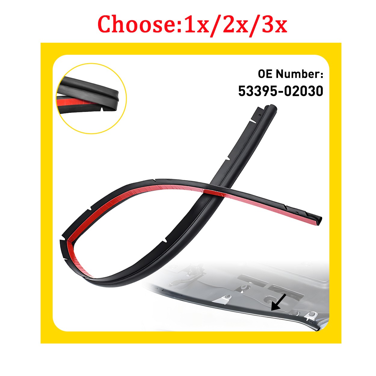 Fit 07-13 Toyota Corolla Front Engine Hood Sealing Rubber Strip 53395-02030 1-3X