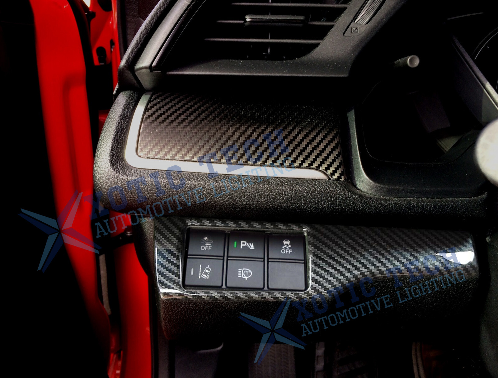 Headlight Switch Frame Overlay Cover Carbon Fiber ABS For Honda Civic 10th Gen
