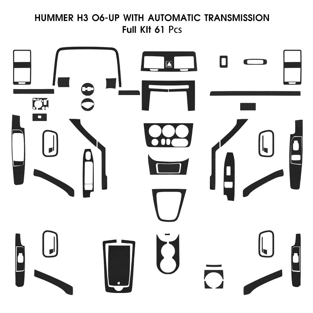 High Quality Carbon Fiber complete set Trims Stickers For Hummer H3 2006-2010