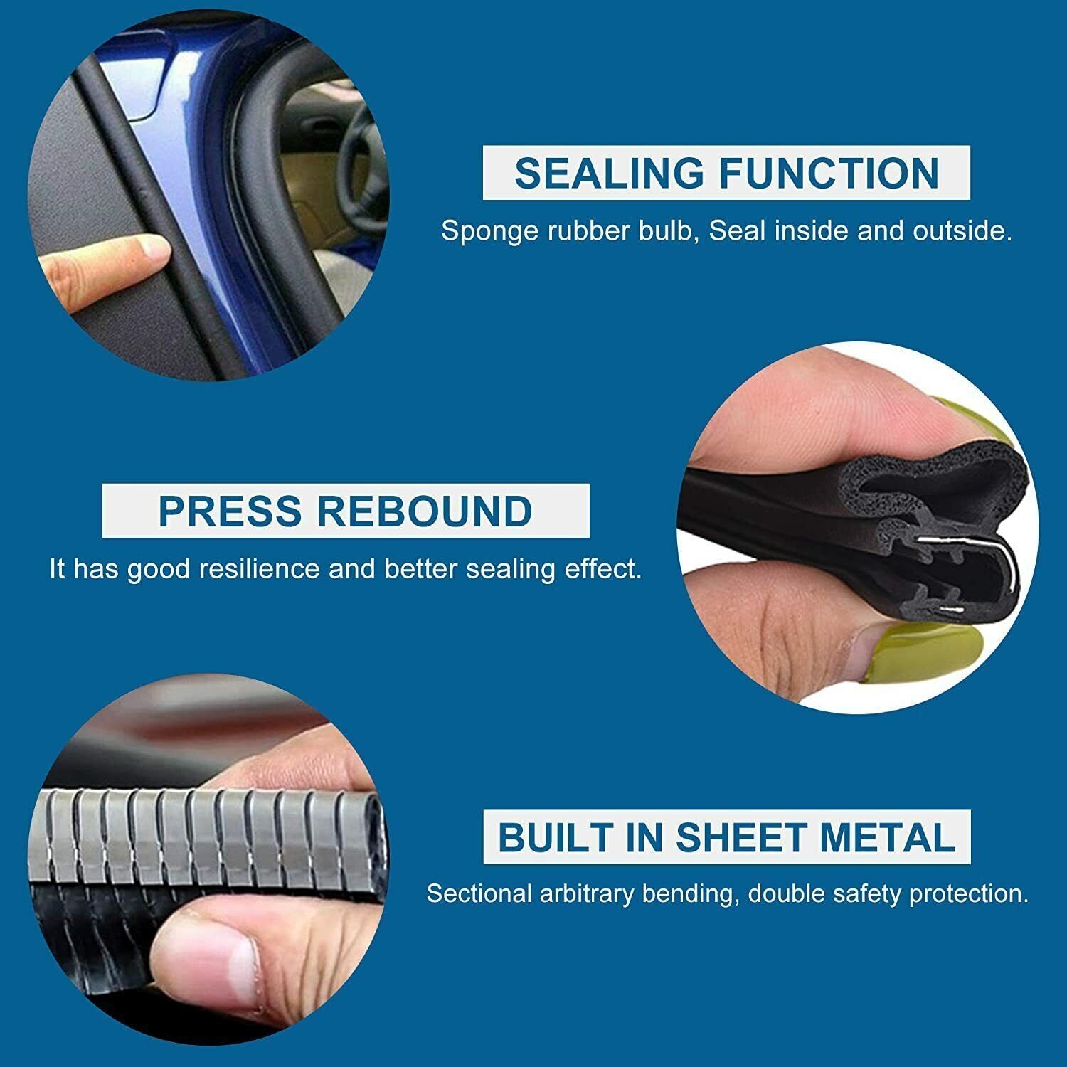 20FT U Shape Rubber Seal Weather Strip Door Edge Moulding Trim For Volvo Models
