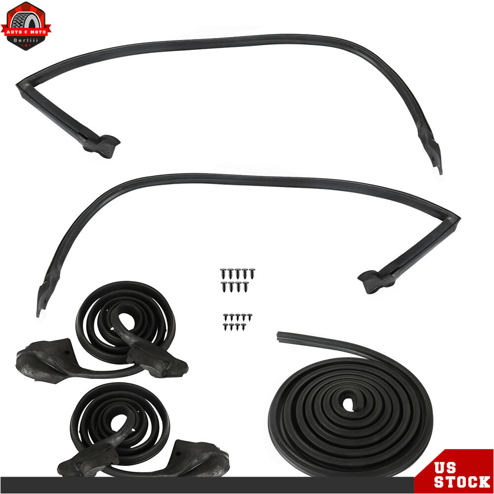 For Camaro Firebird 1970-1981 5pcs Door Roofrail Trunk Weatherstrip Black Kit