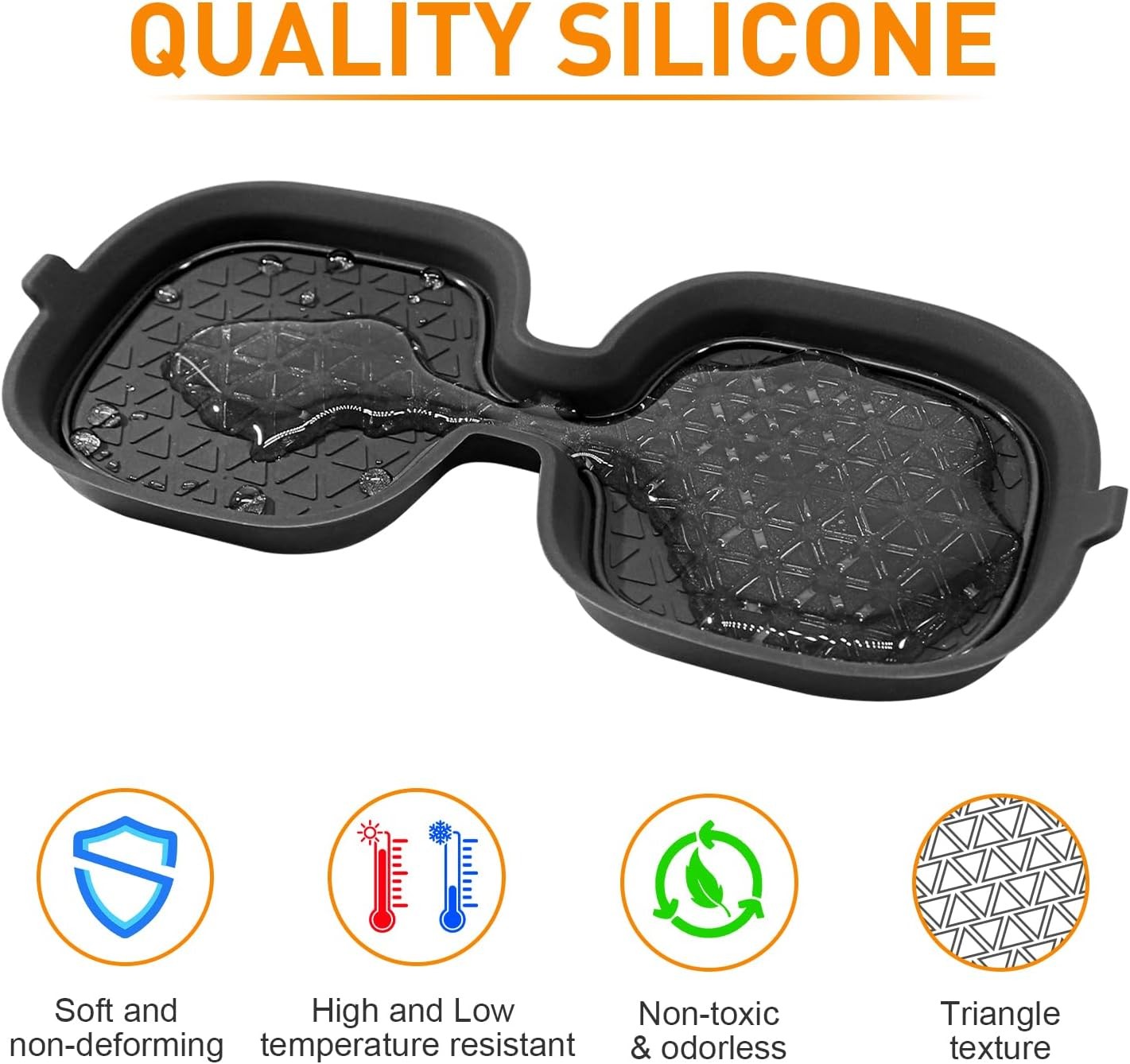 3D Cup Holder Center Console Pad Interior Trim Kit (2-Piece Set, Black Trim)
