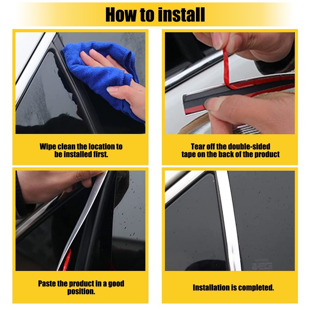 1inch Chrome Trim Molding Strip Car Door Window Side Bumper Trime Protector 16FT