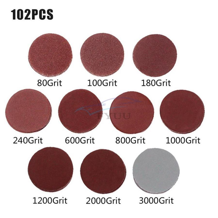 100pcs 2″ Sanding Disc Pad+1x 1/4″ Shank Backing Pad +1x Soft Foam Buffering Pad