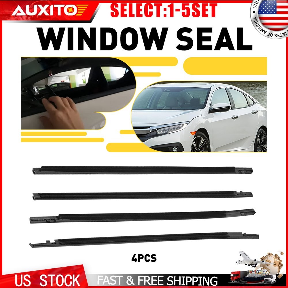 For 16-21 Honda Civic Sedan Weatherstrip Window Moulding Trim Seal Belt H 4-20X