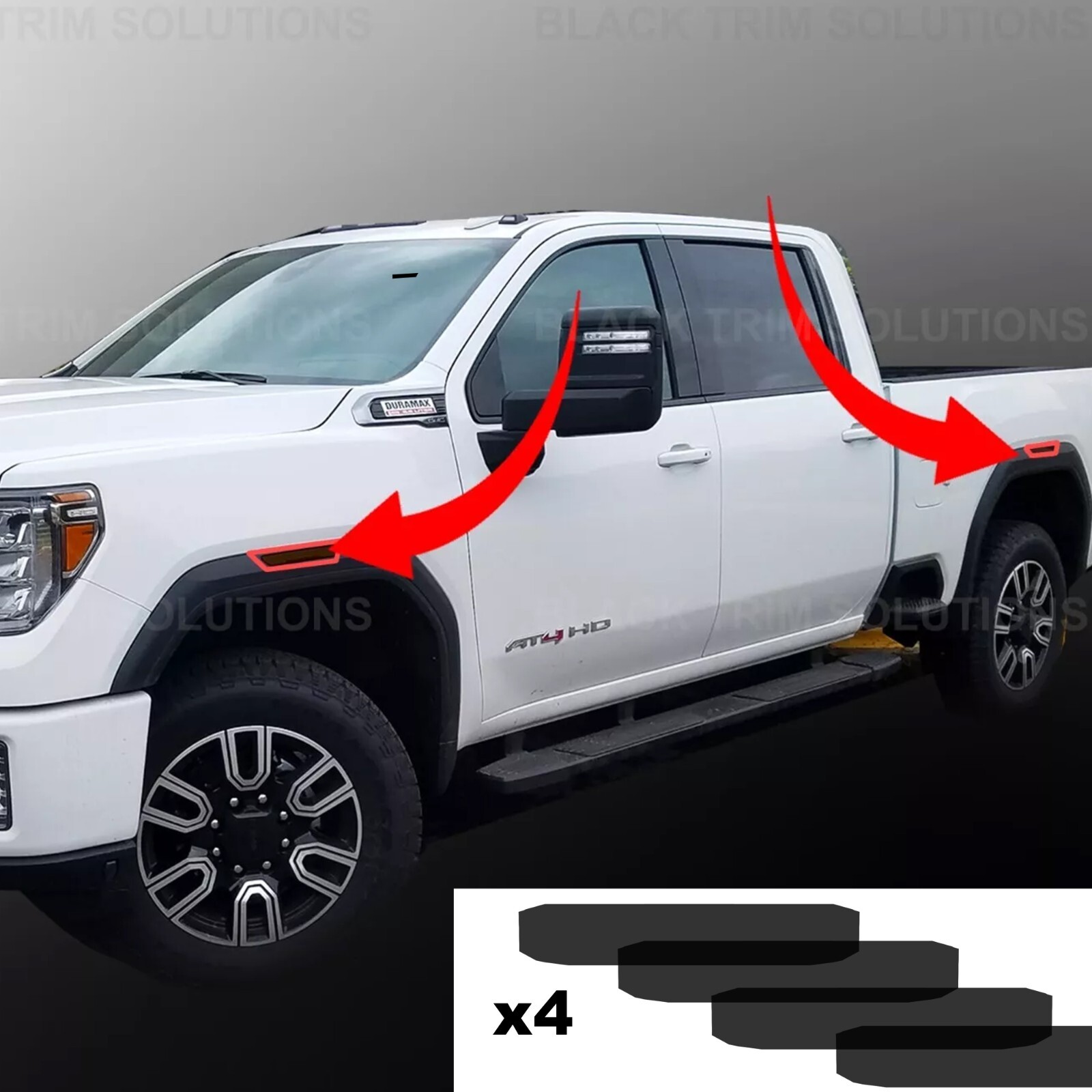 For 2020 2021 2022 2023 Gmc Sierra 2500 Dark Smoke Tint Side Marker Decals x4