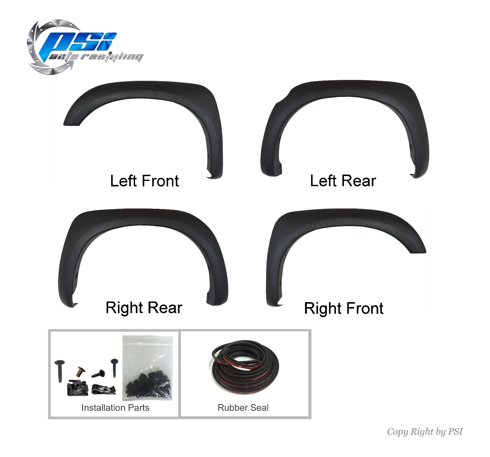 Black Textured OE Style Fender Flares Toyota Tundra 07-13 Fits w/ Factory Flaps
