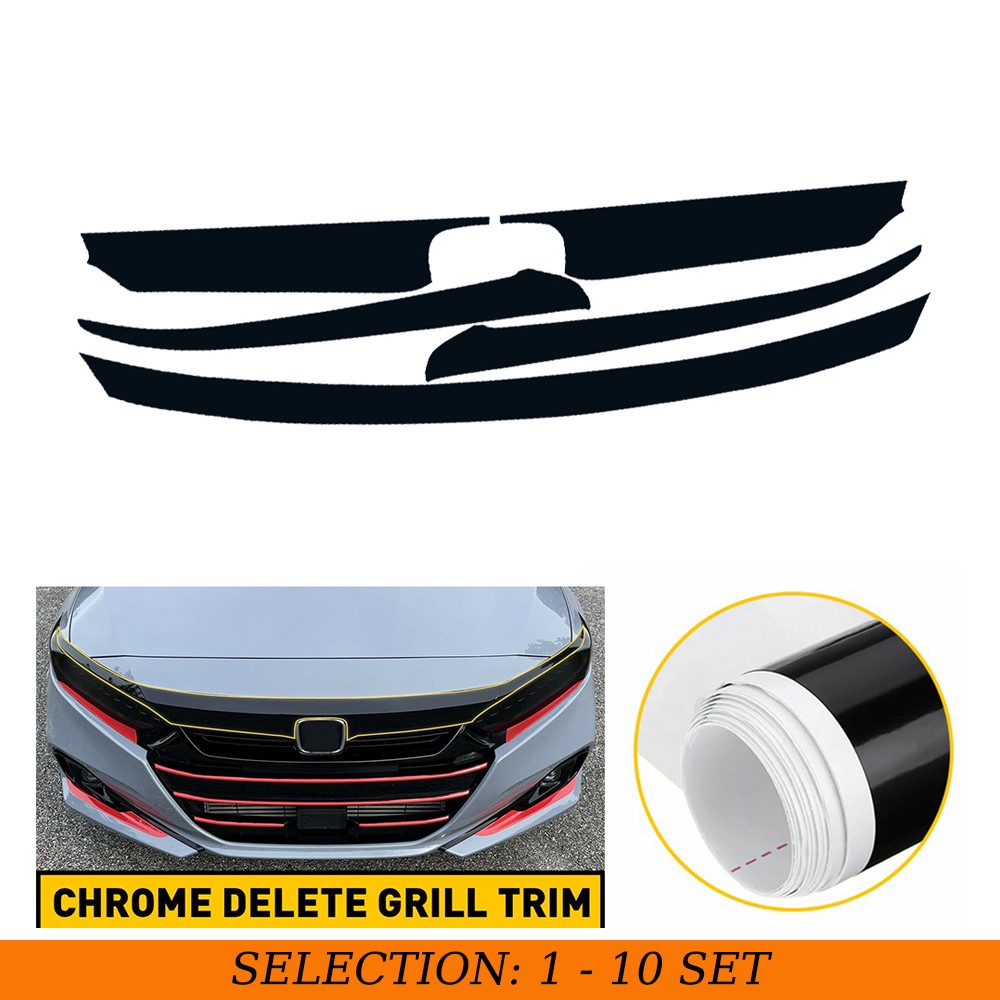 5-50X Glossy KK Vinyl Overlay for Honda Accord 2021-2022 Front Grill Trim Black