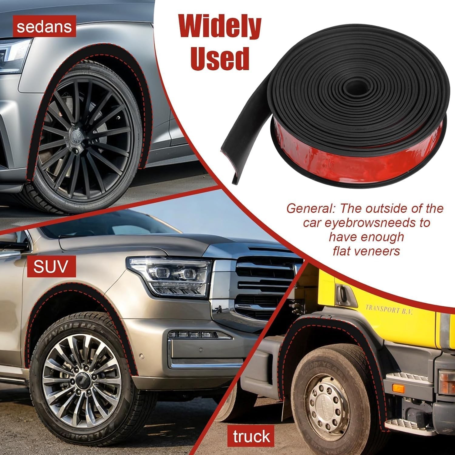 20Ft Wheel Eyebrow Arch Trim Fender Flares Protector Strip for Chrysler Vehicle