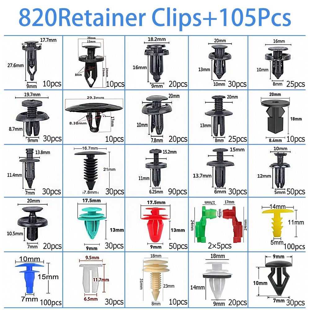 Labwork 925Pcs Car Bumper Retainer Clips Rivets Fasteners Tailgate Handle Rod