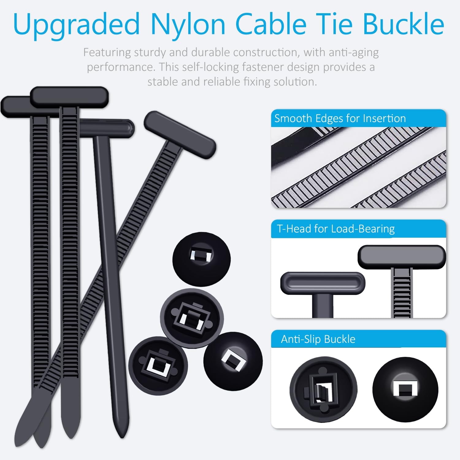 Nylon Universal Cable Tie Buckles Upgraded Automotive Zipper Clips 30PCS Self…
