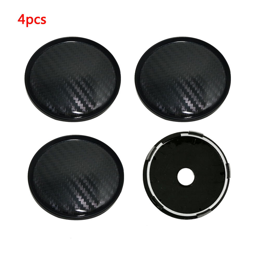 60mm Black Carbon Fiber Car Wheel Center Hub Cap Rim Hub Cover Decor Accessories