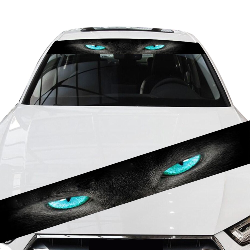 Car Front Window Decal 3D Blue Eye Shadow Graphic Vinyl Sticker Waterproof