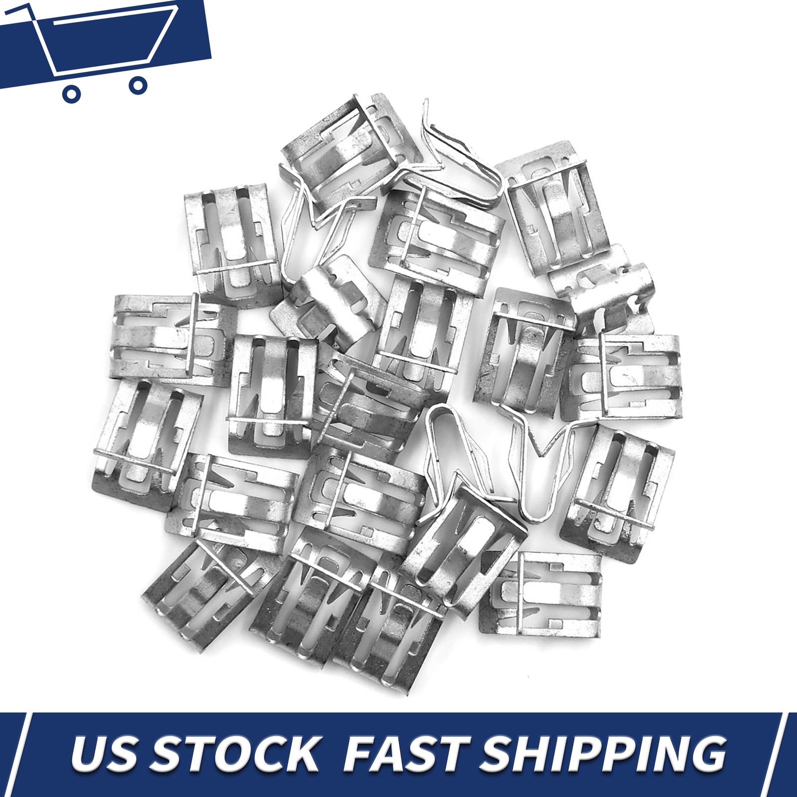 25 pcs Silver Tone Metal Fastener Retainer Dash Dashboard Trim Clip for Auto Car