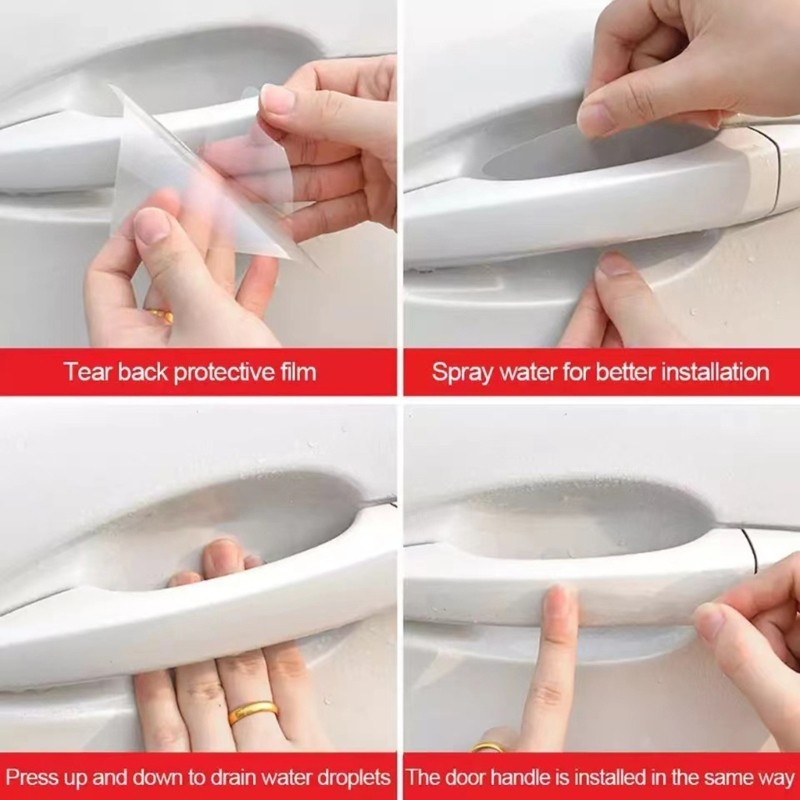 Car Exterior Door Handle Protector Transparent PVC Film Scratch Resistant Layer