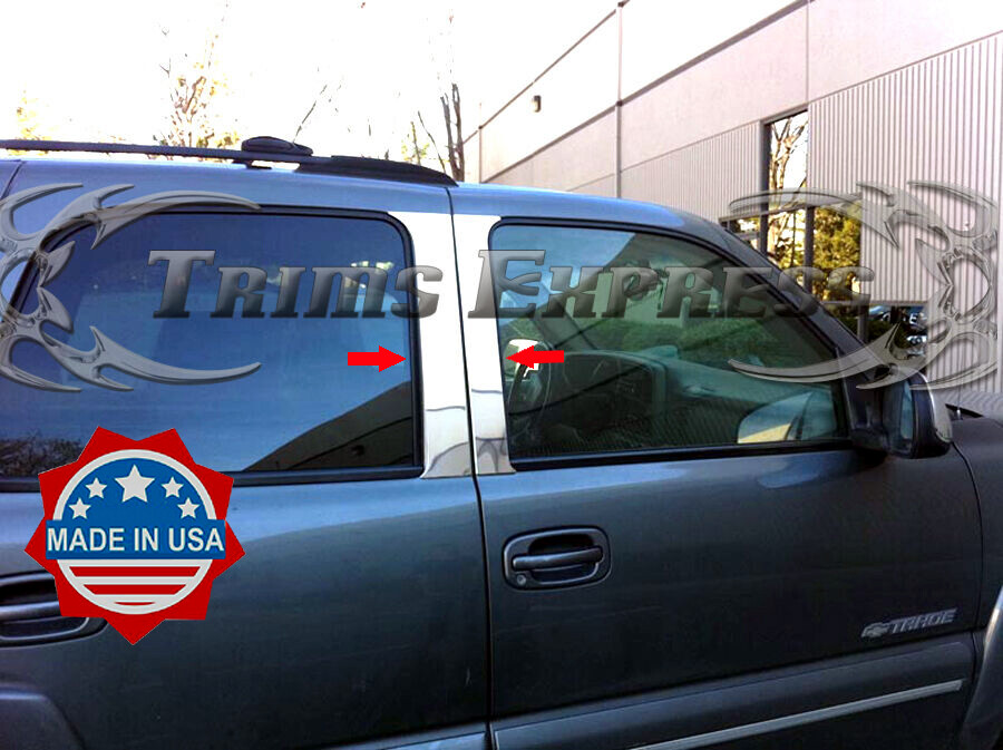 2000-2006 Chevy Tahoe/Avalanche 4Pc Chrome Pillar Post Trim Stainless Steel Door