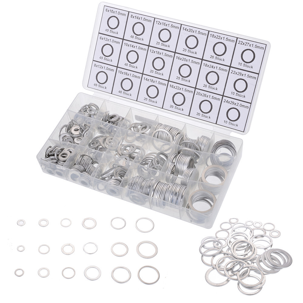 Car O-Ring Seal Crush Washer Assortment Kit Engine Oil Drain Plug Gasket 450Pcs