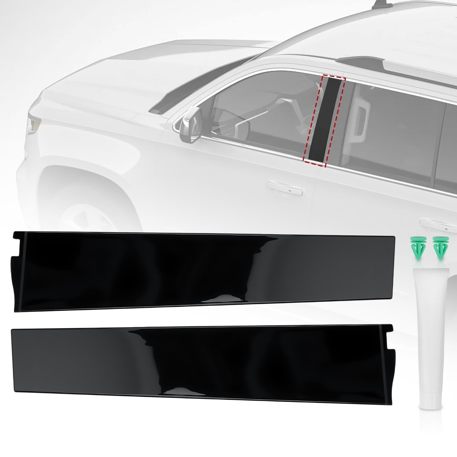2PCS B Pillar Trim Molding Window Cover for Cadillac Escalade, Tahoe, Yukon 2015