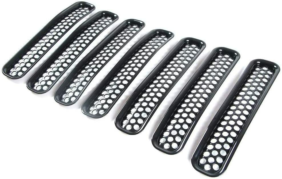 7x Black Honeycomb Mesh Front Grill Insert Cover Trim For Jeep Wrangler TJ 97-06
