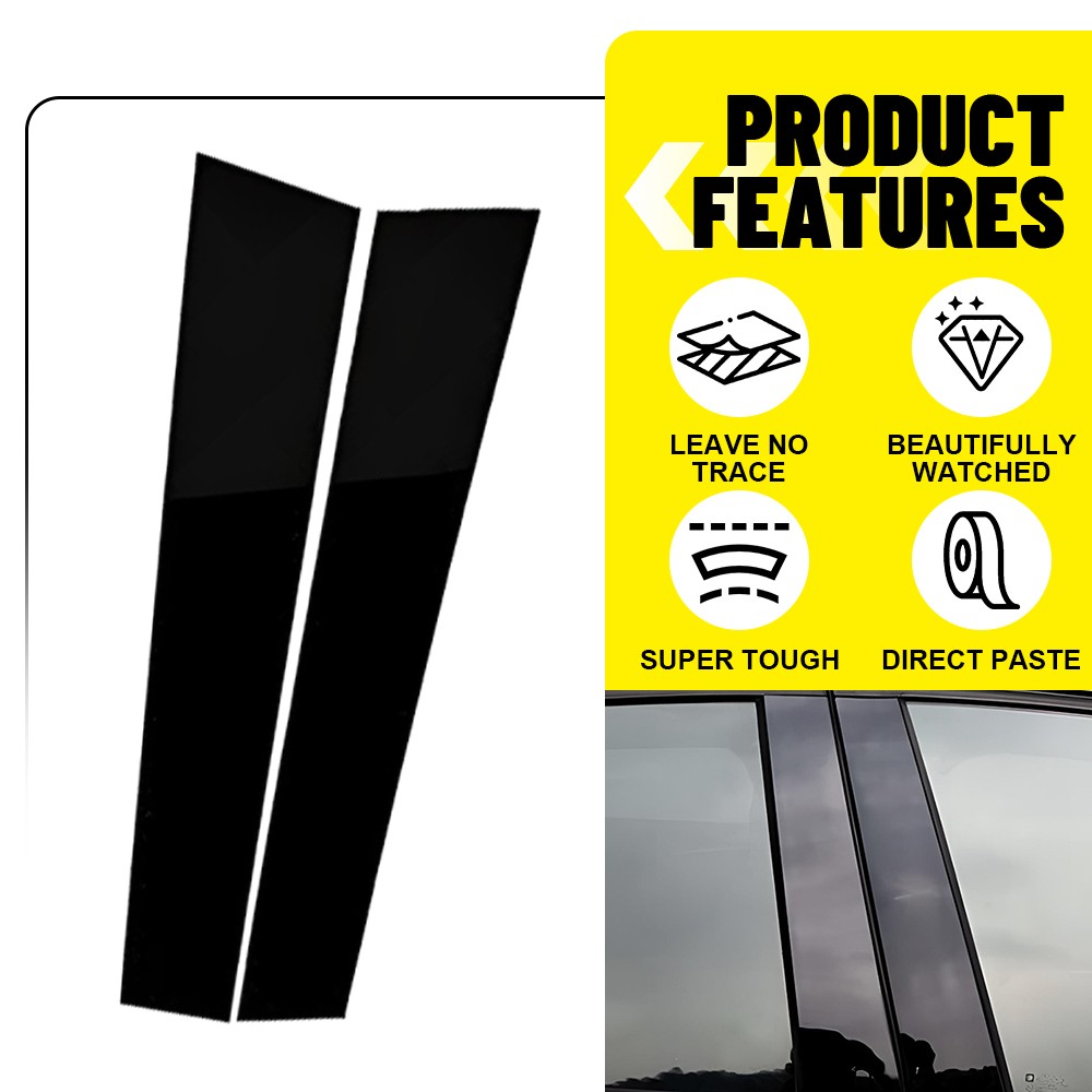 For Ford F-150 2015-21 Glossy Black B Pillar Post Door Window Covers Trim 4-40X