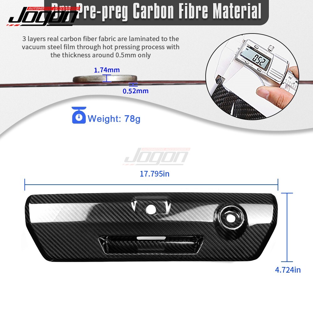 Dry Carbon Fiber For Ford F-150 2021-2024 F150 Raptor Tailgate Latch Handle Trim