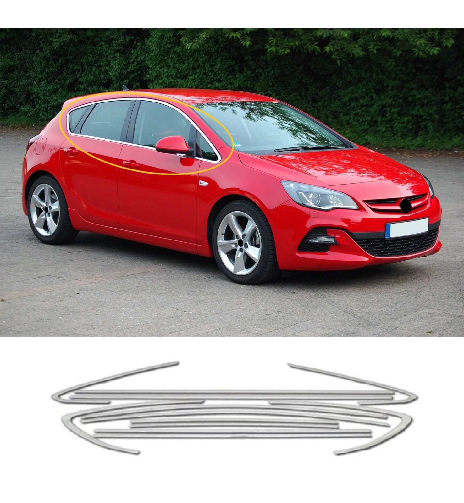 Window Molding Trim Full Set Chrome Cover for ASRTA J 2009-2015 12 PCS S.STEEL