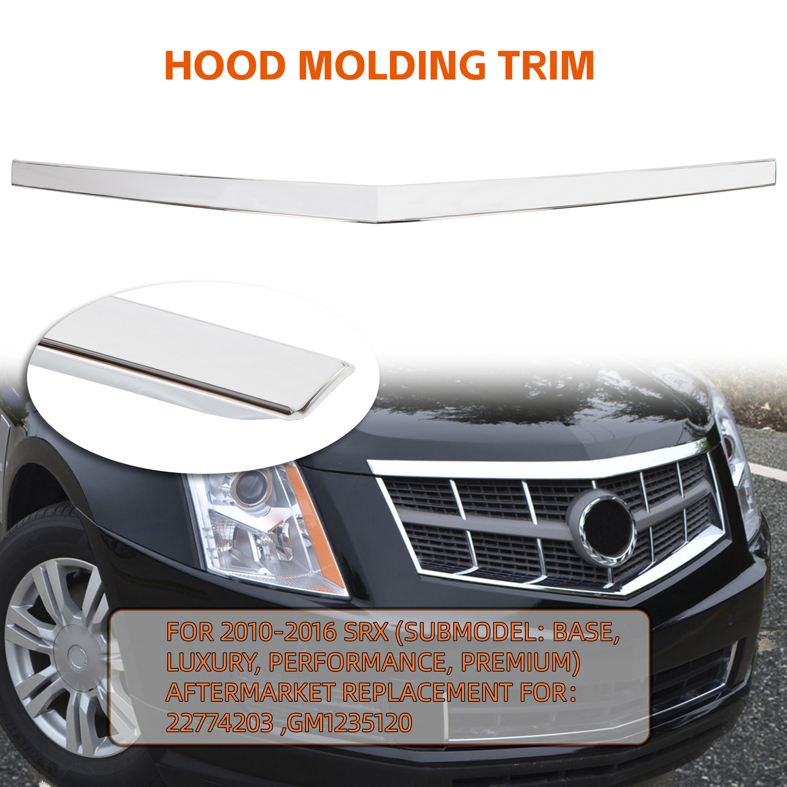 Hood Molding Trim Moulding Chrome For Cadillac SRX 2010-2016 Replace 22774203