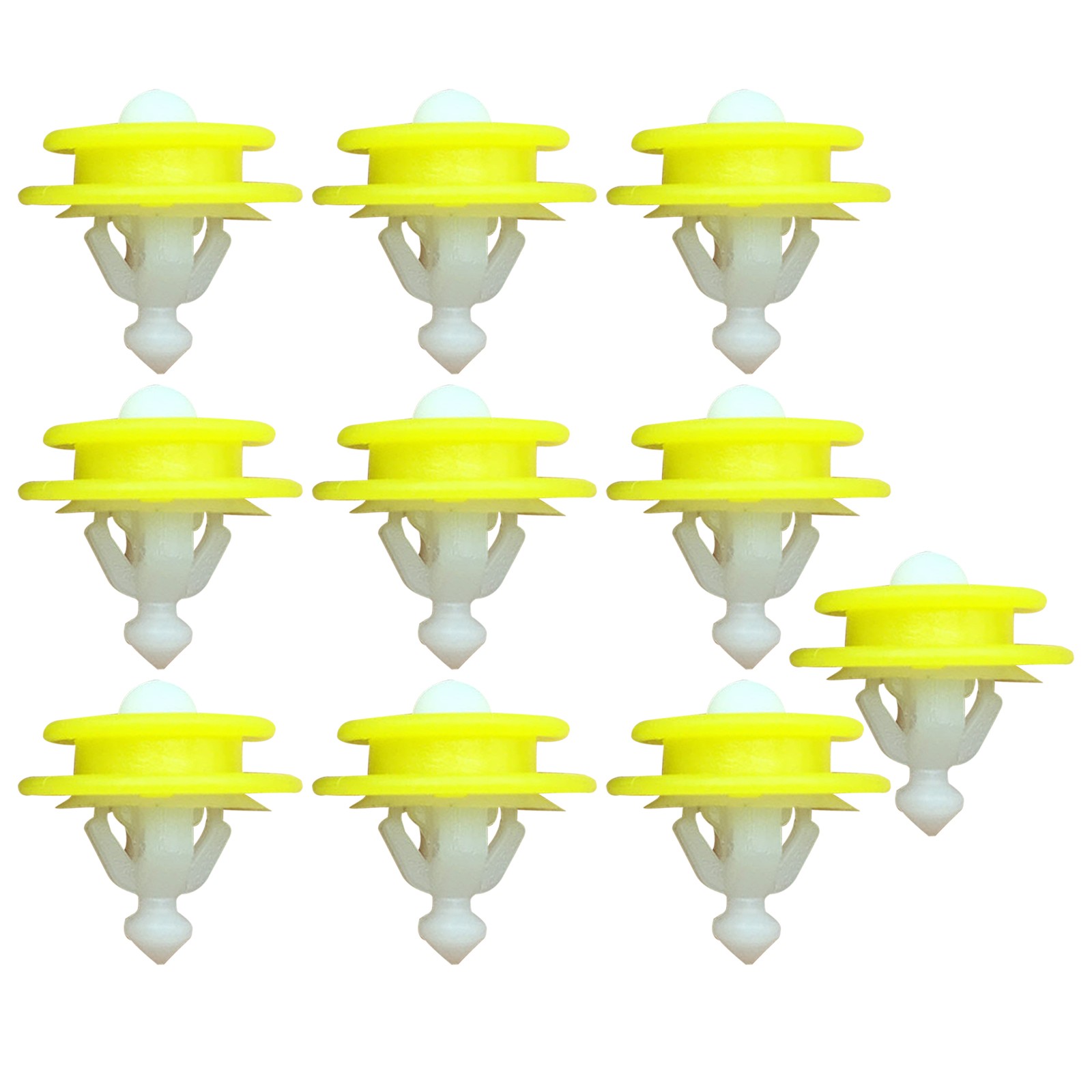 10PCS White+Yellow Fender Liner Retainer Clips Fasteners For Volvo C30 2008-2013