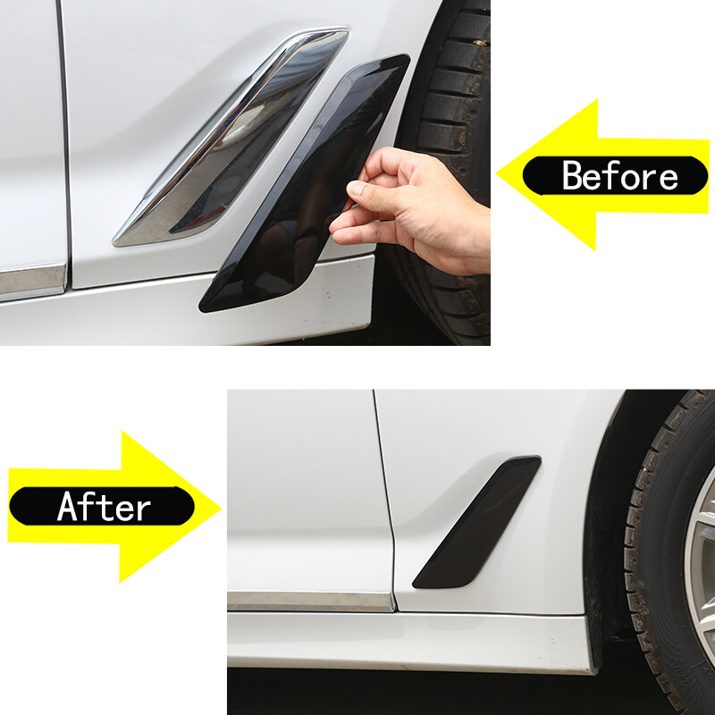Pair Gloss Black Front Fender Cover Fits BMW 5 Series G30 G38