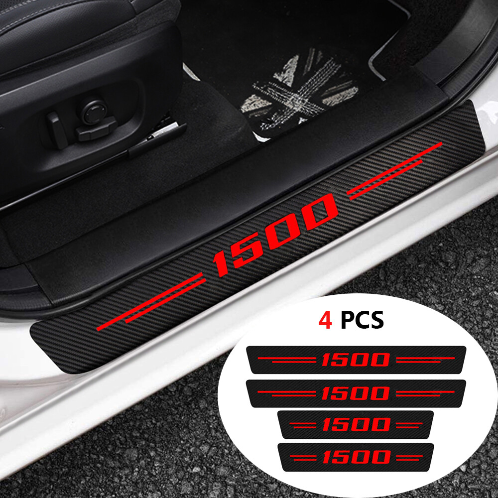 4pcs For Chevy Suburban 1500 Carbon Fiber Red Threshold Car Door Sill Cover
