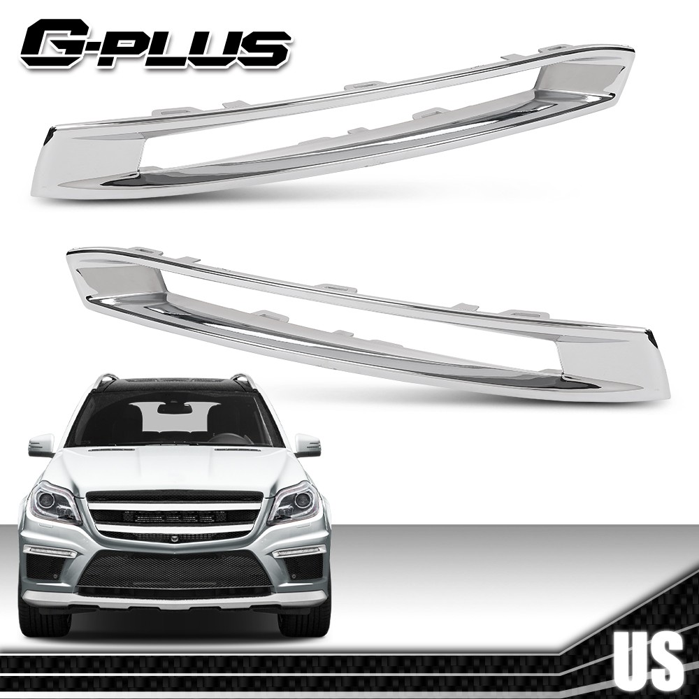 Pair Front Fog Light Cover Chrome Trim 1668851774 Fit For Benz X166 GL 13-16