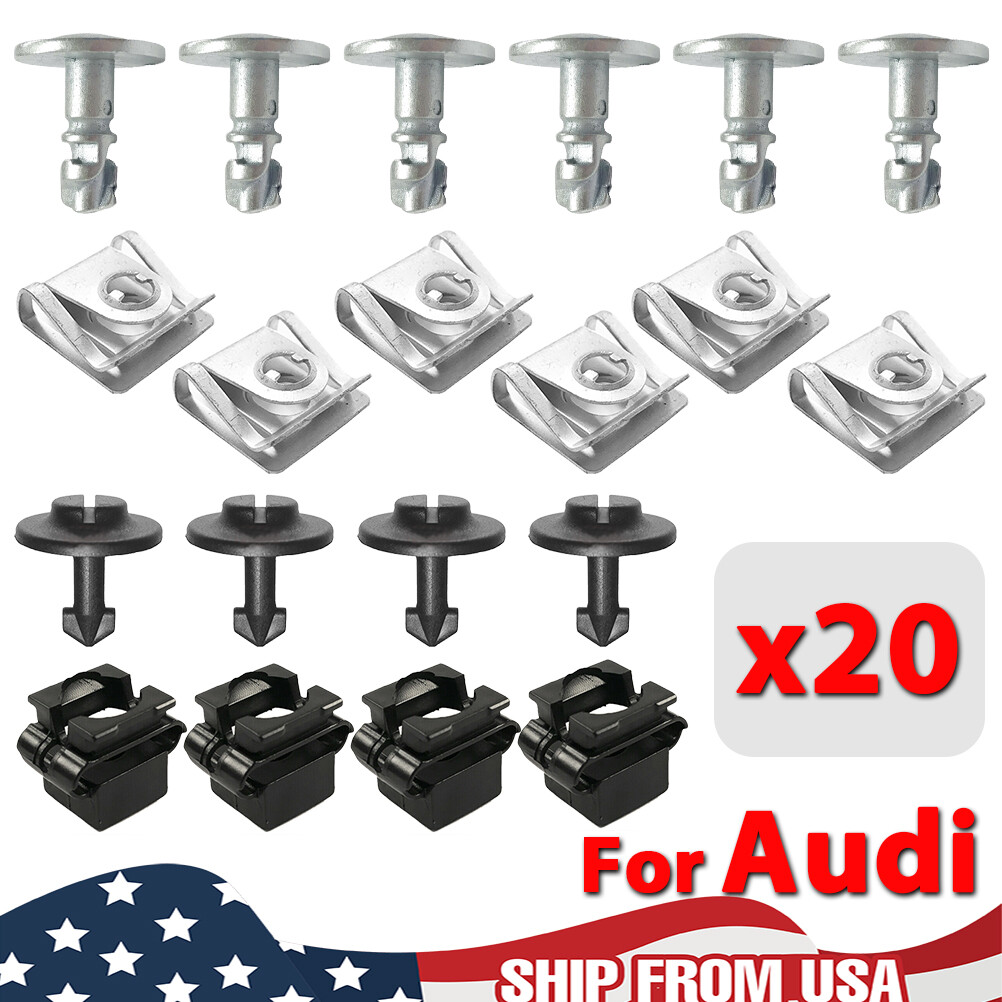 20X Under Engine Cover Undertray Fitting Clips Kit Metal Screw For Skoda Audi VW