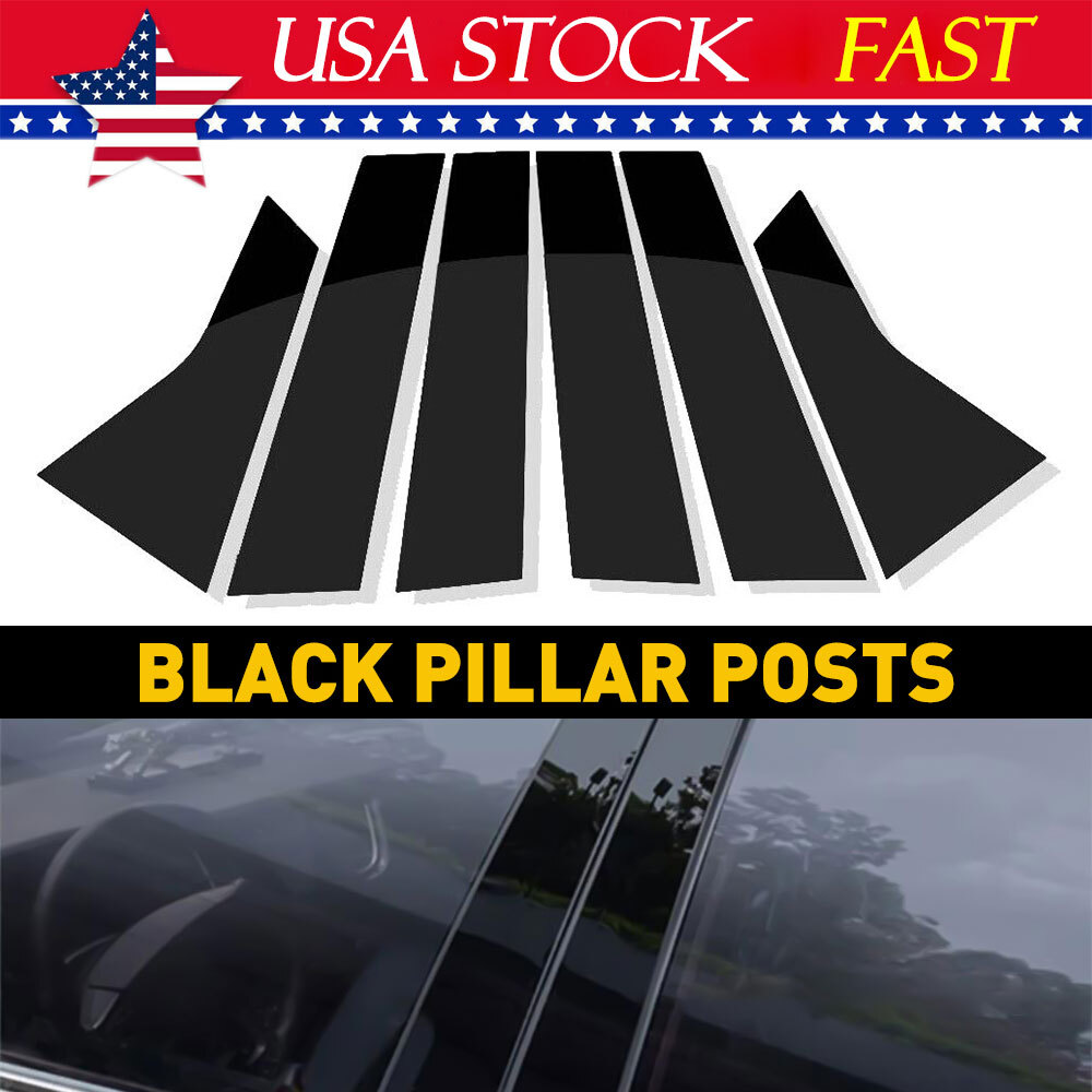 6pcs Pillar Post for 2018-2022 Honda Accord Window Door Trim Cover Glossy Black