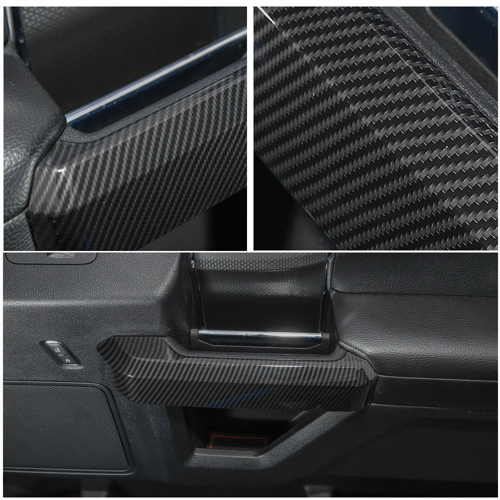 Interior Door Handle+Steering Wheel Cover Trim For Ford F150 15-20 Carbon Fiber