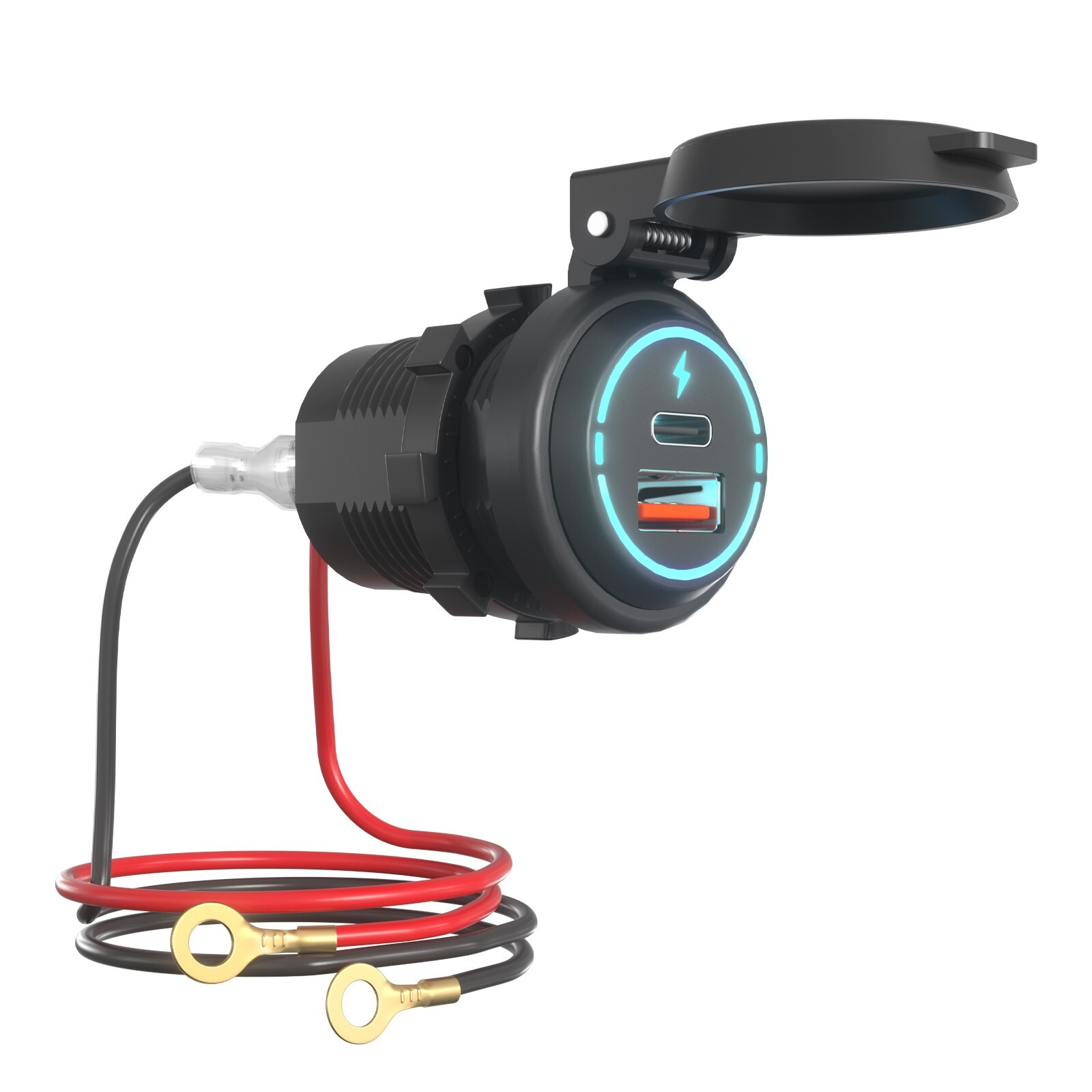 Car Phone Charger Fast Charging Cigarette Lighter Socket USB Type-C Dual Ports