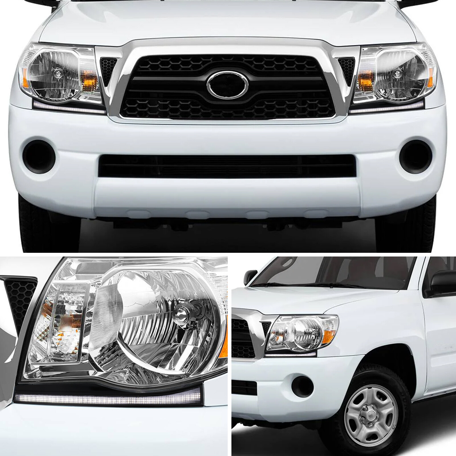 LED Headlight Trim Side Marker DRL Turn Signal Light for Toyota Tacoma 2005-2011