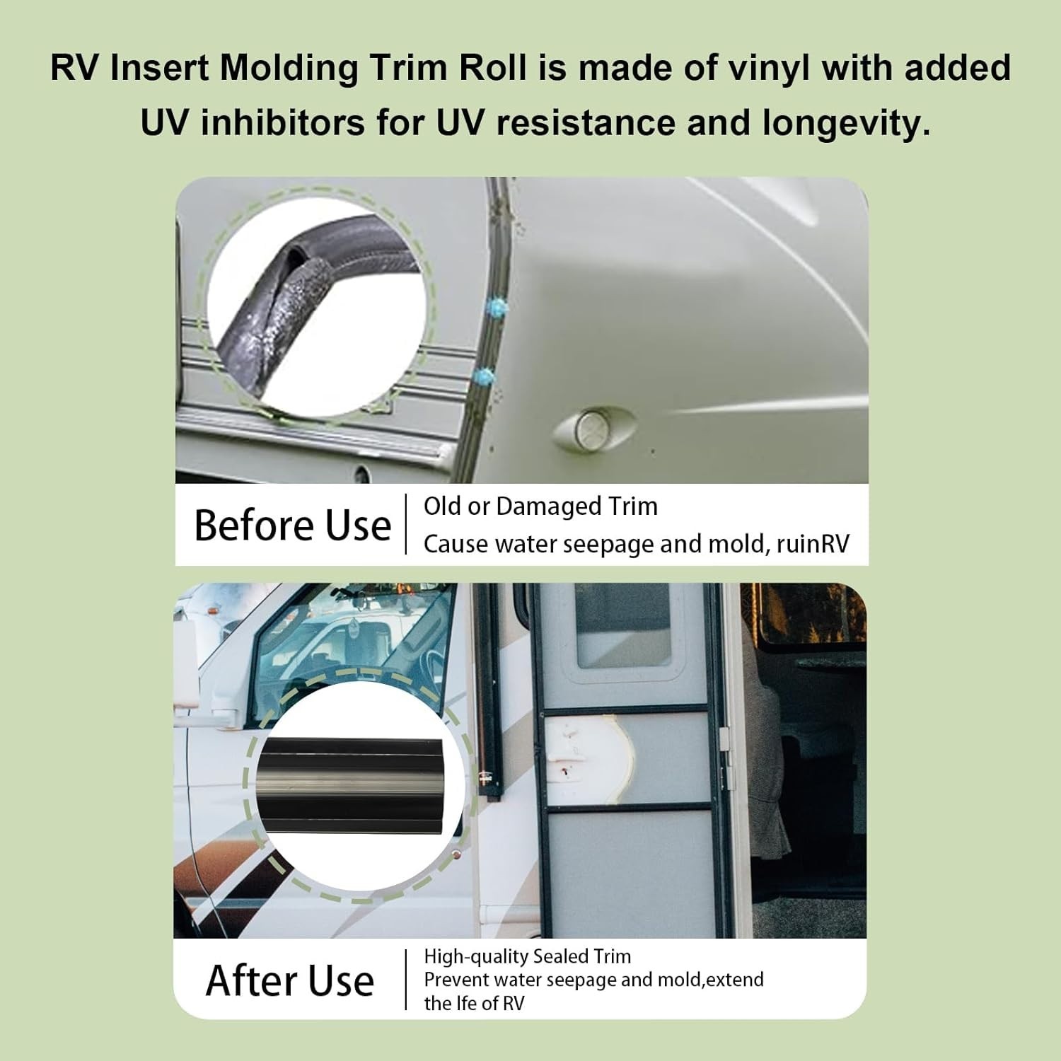 25ft Black Vinyl Trim Molding Screw Cover for RVs – 1” Easy Install Solution