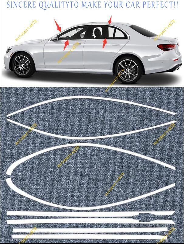 8X For Benz E-Class 2017-2023 4-Door Silver Steel Car Window Molding Strip Trim
