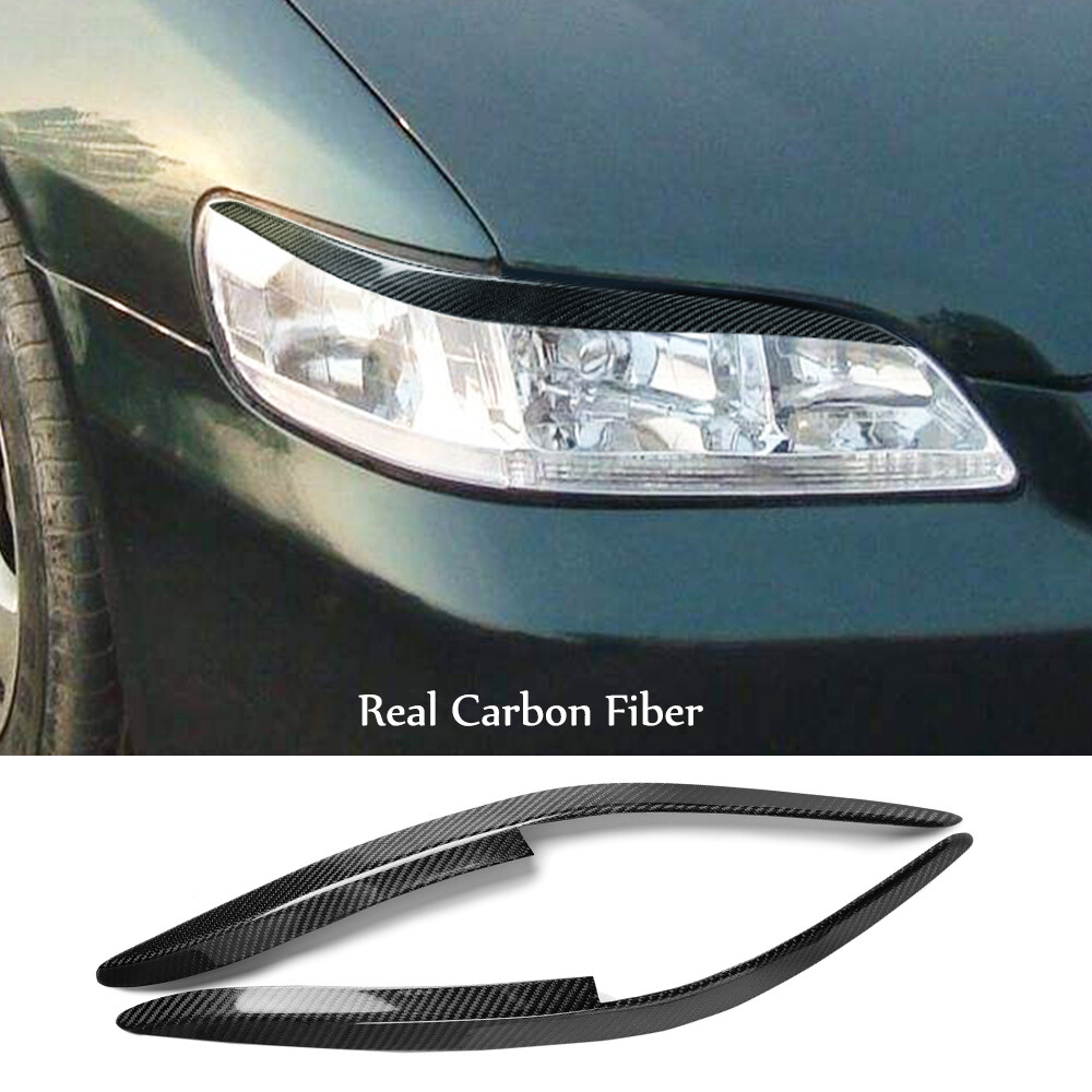 Real Carbon Fiber Headlight Eyelids Eyebrow Cover Fit For Honda Accord 1998-2002