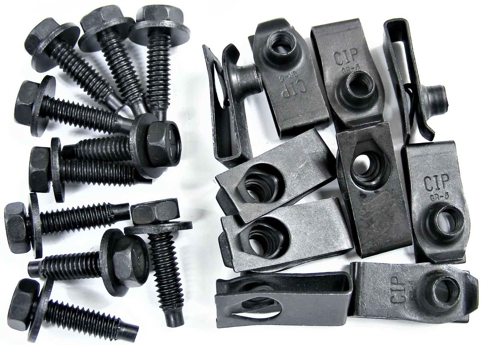 GM Body Bolts & U-nut Clips- 1/4-20 x 1″ Long- 7/16″ Hex- 20pcs (10ea)- #408