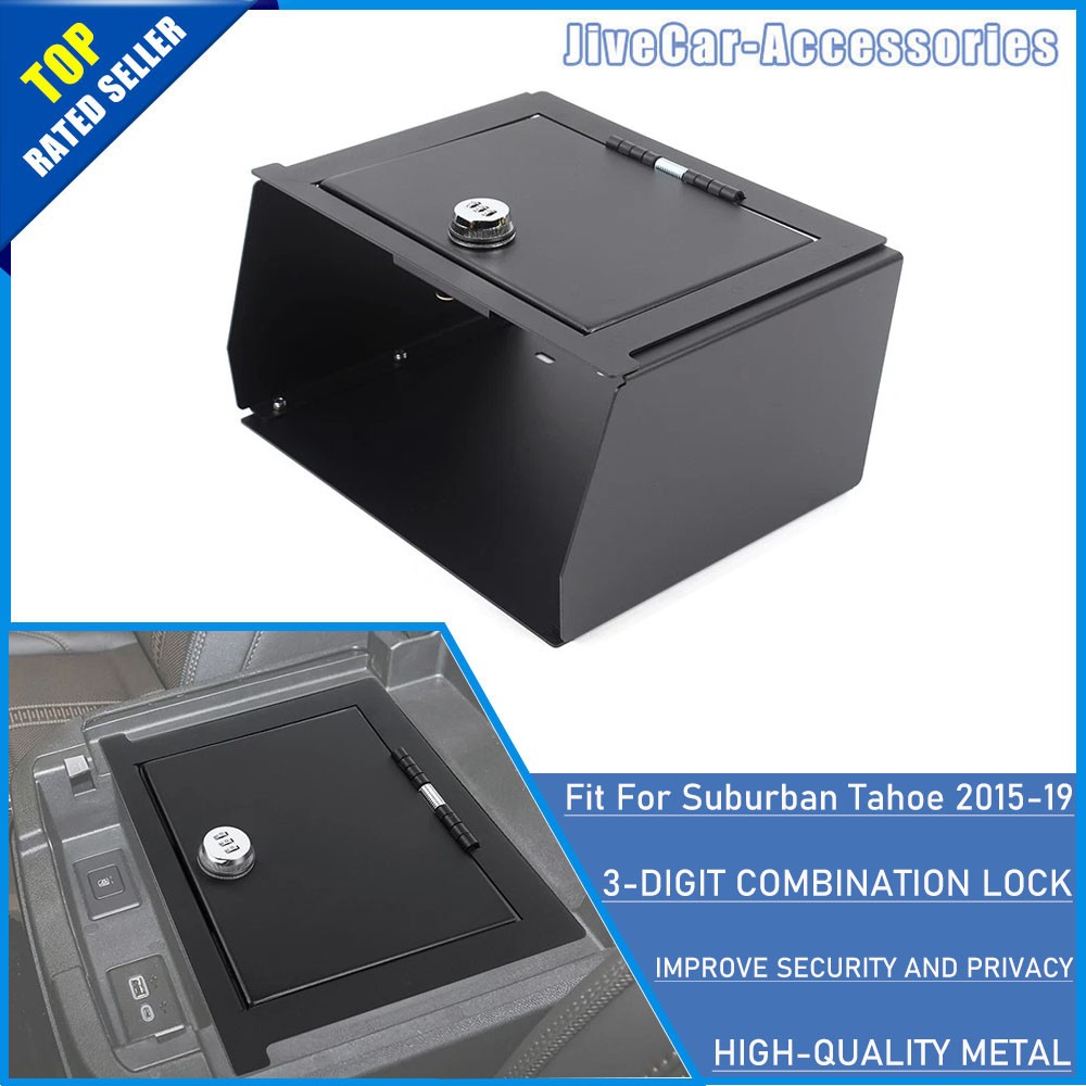 Armrest Safe Box Tray Metal Password Lock For Chevy Suburban Tahoe YUKON 2015-19