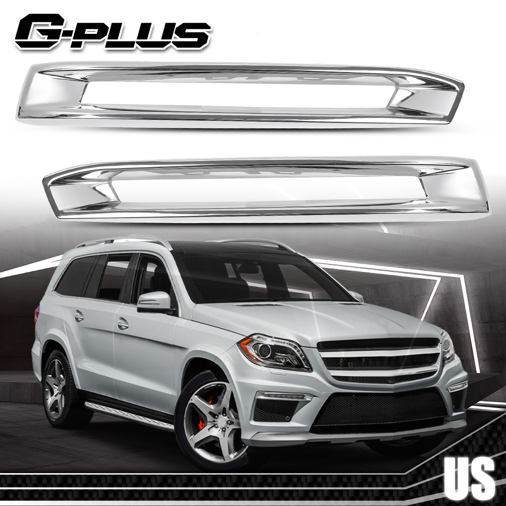 Pair Front Fog Light Cover Chrome Trim 1668851774 Fit For Benz X166 GL 13-16