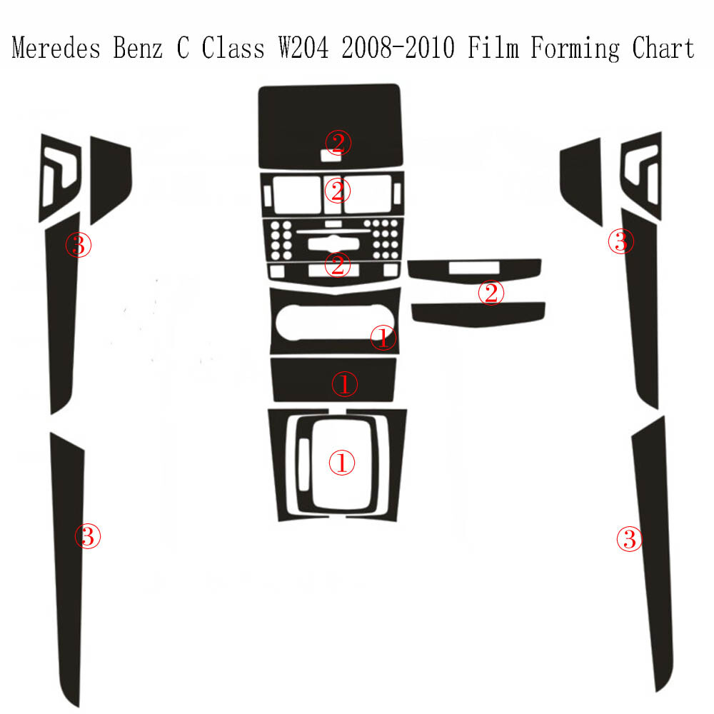 For Benz class C W204 2007-2010 3D Carbon Fiber Pattern Interior DIY Trim Decals