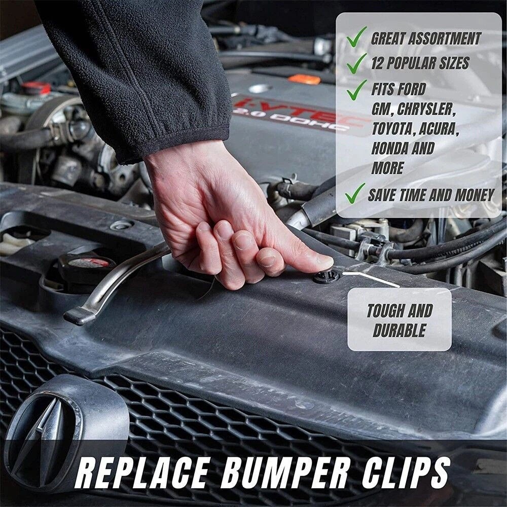 100pcs Bumper Clips FENDER TRIM Car Push Pin Rivet Fastener Retainer 6-Sizes