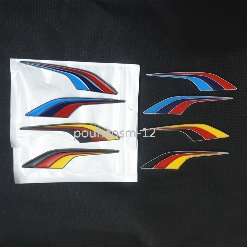 2x Matte Red Left USA Flag Black Metal Emblem Sticker Badge Decal America Sports