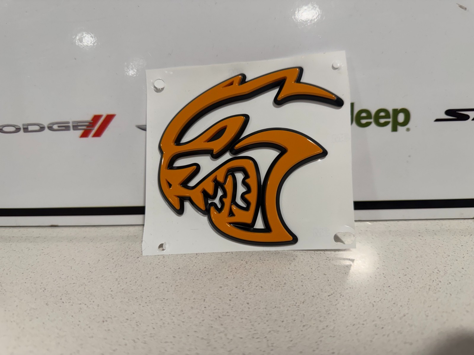 Dodge Durango Challenger Front Fender Hellcat Nameplate Emblem Orange Black Left